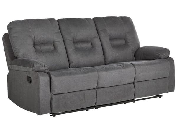 Liggesofa Mørkegrå 3-seter Manuelt Justerbar Rygg og Fotstøtte Hvilestol