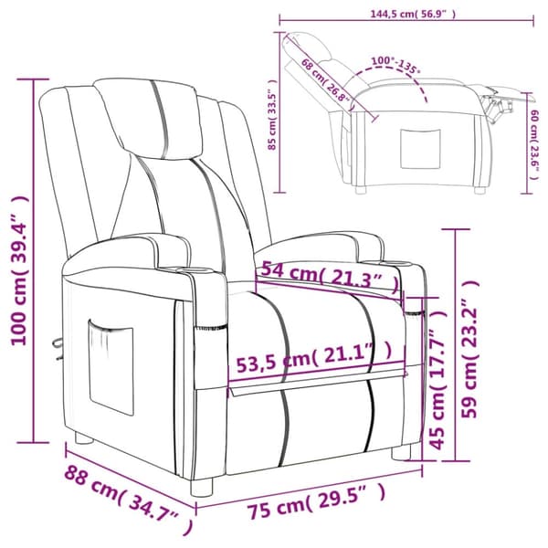 vidaXL Reclinerfåtölj cappuccino konstläder
