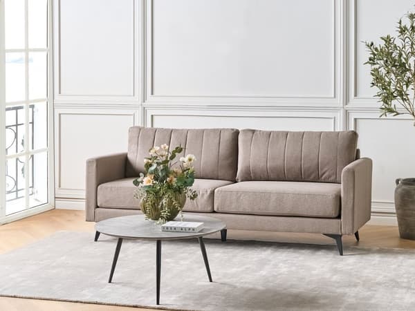3-seters Sofa i Stoff Lysebrun Stue Moderne Stil Metallben Inspirasjon Stue Møbler Klassisk