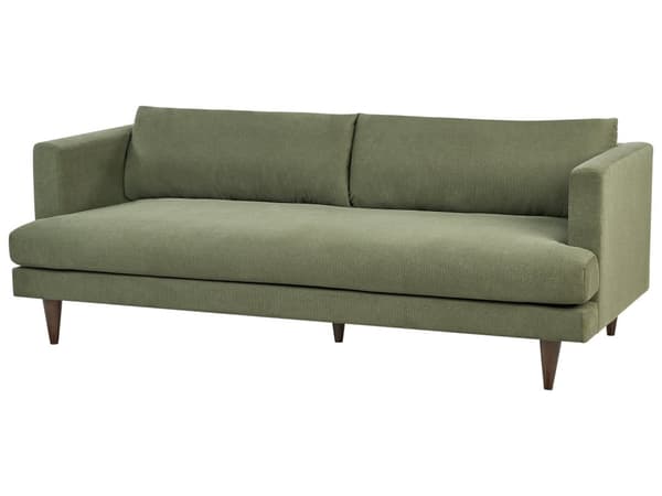 3-seters sofa Grønn Stoff Ben i mørkt tre Ryggputer Moderne design Stue