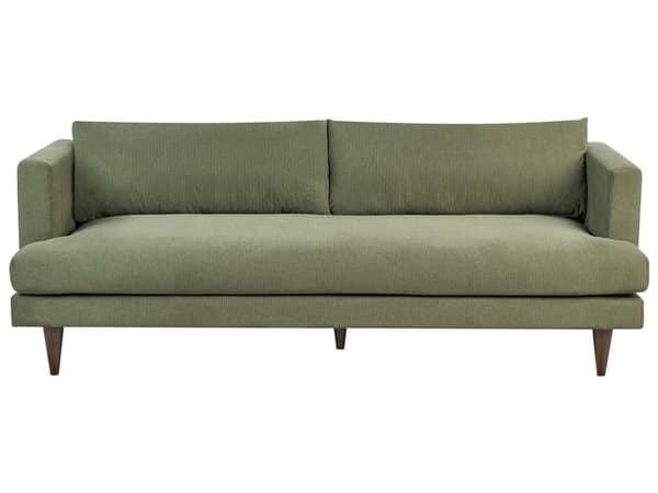 3-seters sofa Grønn Stoff Ben i mørkt tre Ryggputer Moderne design Stue