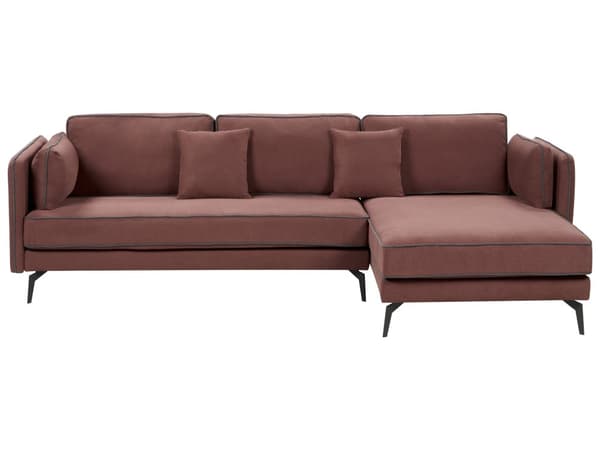Hjørnesofa med Chaiselong Bordeaux Polyester 3 Personers Sofa L Formet Dyb Sofahjørne Siddemøbel Blød Stofsofa Venstrevendt