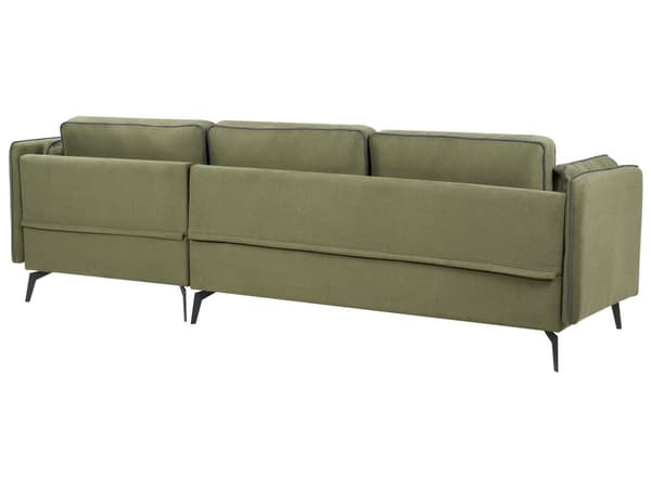 Hjørnesofa med Chaiselong Grøn Polyester 3 Personers Sofa L Formet Dyb Sofahjørne Siddemøbel Blød Stofsofa Venstrevendt