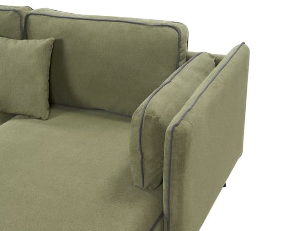 Hjørnesofa med Chaiselong Grøn Polyester 3 Personers Sofa L Formet Dyb Sofahjørne Siddemøbel Blød Stofsofa Venstrevendt