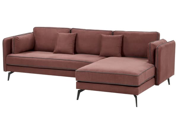 Hjørnesofa Burgunder Polstring Polyester Metallben Pute Ryggstøtte Spredte Puter Moderne Design