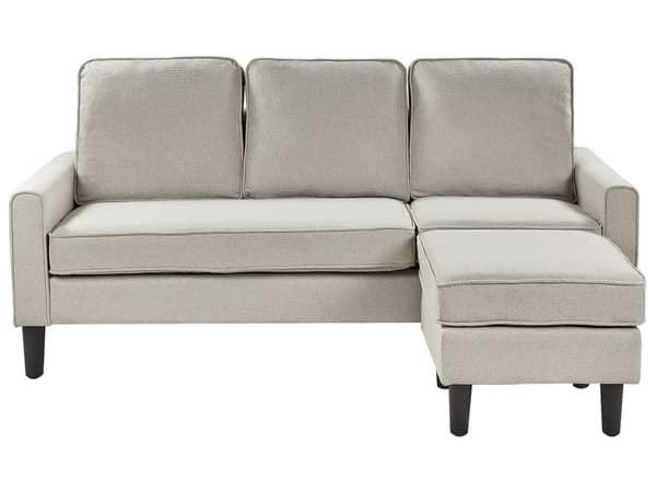 Soffa med Fotpall 3-sits Ljusbeige Schäslong Stoppad Mid Century Sekelskiftesstil