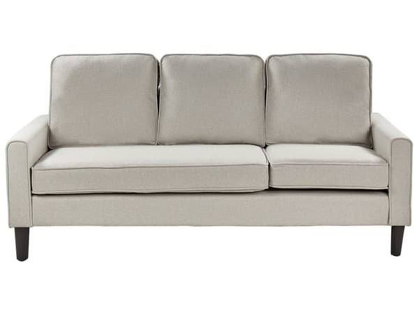 Sofa med fotskammel Off-white Stoff Polyester 3-seter Klassisk stil Svarte ben Stue