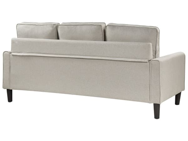 Sofa med fotskammel Off-white Stoff Polyester 3-seter Klassisk stil Svarte ben Stue