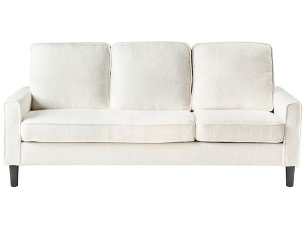 Sofa med fotskammel Hvit Stoff Bouclé 3-seter Klassisk og moderne stil Svarte ben Stue
