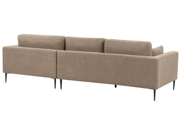 Hjørnesofa med Chaiselong Brun Polyester 3 Personers Sofa L Formet Dyb Sofahjørne Siddemøbel Blød Stofsofa Venstrevendt