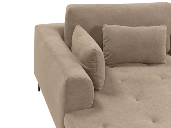 Hjørnesofa med Chaiselong Brun Polyester 3 Personers Sofa L Formet Dyb Sofahjørne Siddemøbel Blød Stofsofa Højrevendt