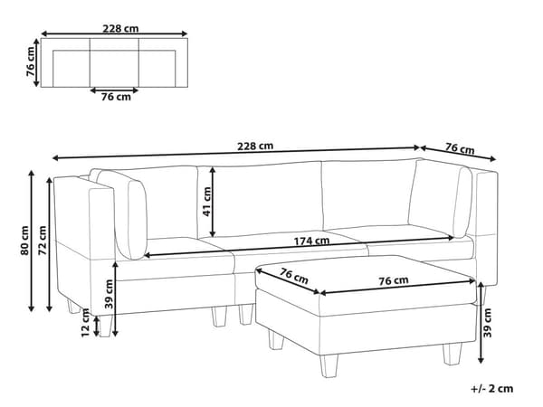 Modulsofa Blå 3 Personers Designer Blød Klassisk Sofa med Fodskammel Høj Ryg Moderne Stue Indretning Høj Kvalitet Stofsofa