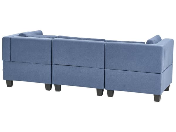 Modulsofa Blå 3 Personers Designer Blød Klassisk Sofa med Fodskammel Høj Ryg Moderne Stue Indretning Høj Kvalitet Stofsofa