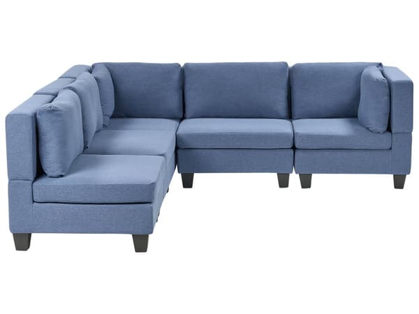 Hjørnesofa Blå Polyester 5 Personers Sofa L Formet Dyb Sofahjørne Siddemøbel Blød Stofsofa Højrevendt Modulsofa