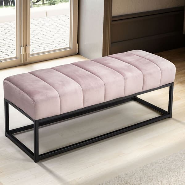 Rootz Modern stoppad bänk - Snygg bänk - Quiltad sits - Tjock kudde - Rosa & Svart - 108cm x 40cm x 40cm