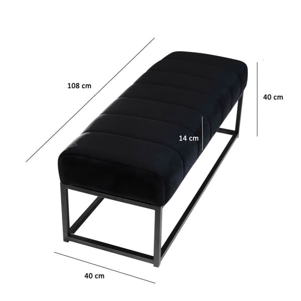 Rootz moderne polstret bænk - Komfortabel siddeplads - Stilfuld åben ramme - Fløjlspude - Kompakt design - 108 cm x 40 cm x 40 cm