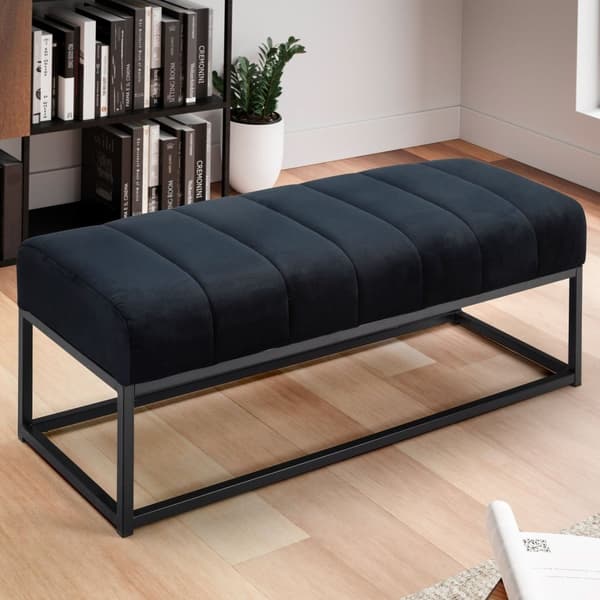 Rootz moderne polstret bænk - Komfortabel siddeplads - Stilfuld åben ramme - Fløjlspude - Kompakt design - 108 cm x 40 cm x 40 cm