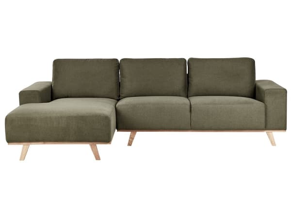 Hjørnesofa med Chaiselong grøn Velour 3 Personers Sofa L Formet Dyb Sofahjørne Siddemøbel Blød Stofsofa Højrevendt
