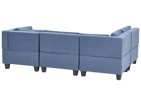 Modulär Soffa Höger Blå Tyg Klädd 4-sits Vadderat Ryggstöd Modern Vardagsrum Soffa
