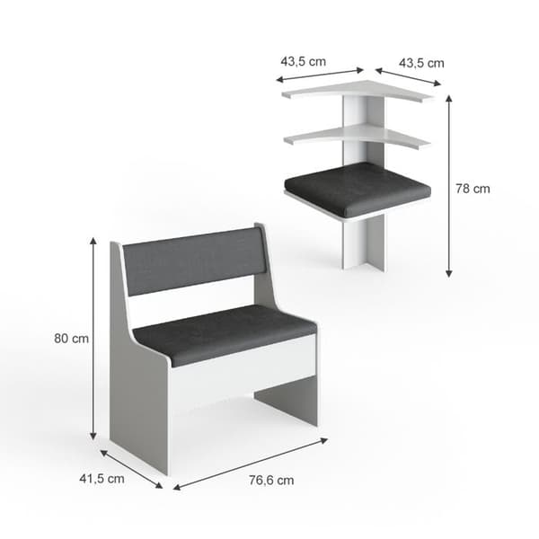 Vicco Roman Hörnbänksset, köksbänk, hörnsbänk, bänk