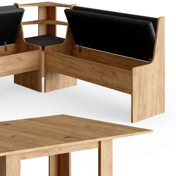 Vicco Roman hörnbänksgrupp, Gyllene ek, 180 x 41,5 cm med bord