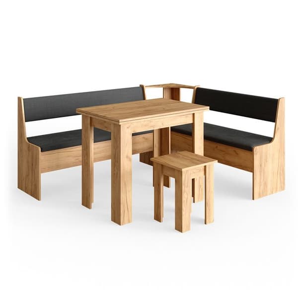 Vicco Roman hörnbänksgrupp, Gyllene ek, 180 x 41,5 cm med bord