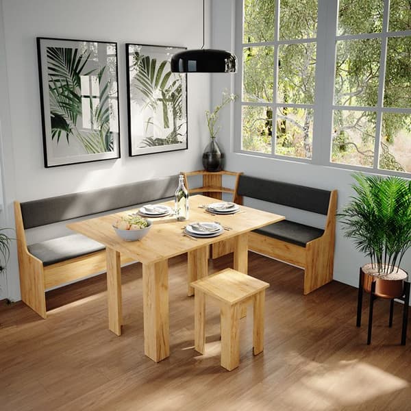 Vicco Roman hörnbänksgrupp, Gyllene ek, 210 x 41,5 cm med bord