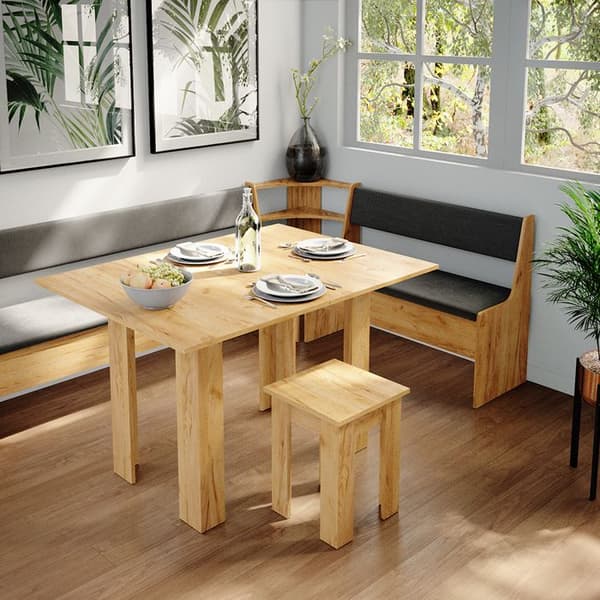 Vicco Roman hörnbänksgrupp, Gyllene ek, 210 x 41,5 cm med bord