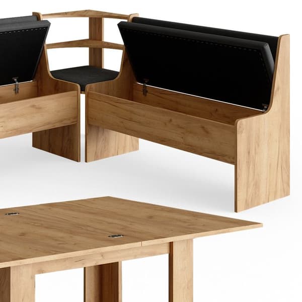 Vicco Roman hörnbänksgrupp, Gyllene ek, 210 x 41,5 cm med bord