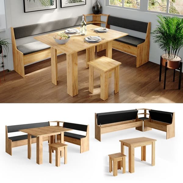Vicco Roman hörnbänksgrupp, Gyllene ek, 210 x 41,5 cm med bord