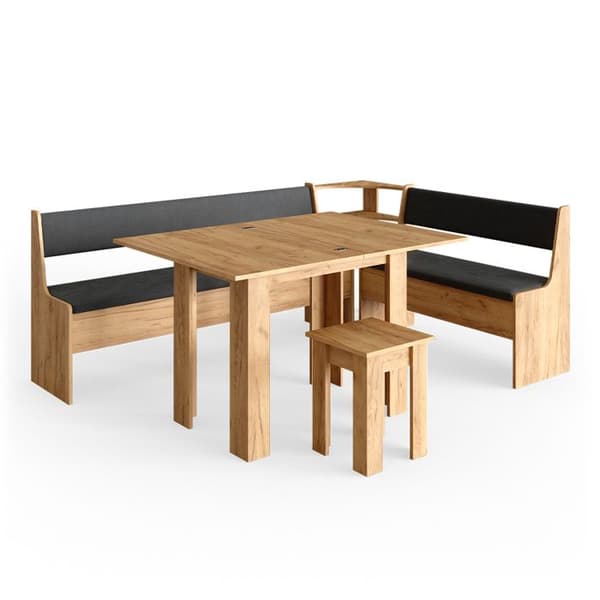 Vicco Roman hörnbänksgrupp, Gyllene ek, 210 x 41,5 cm med bord