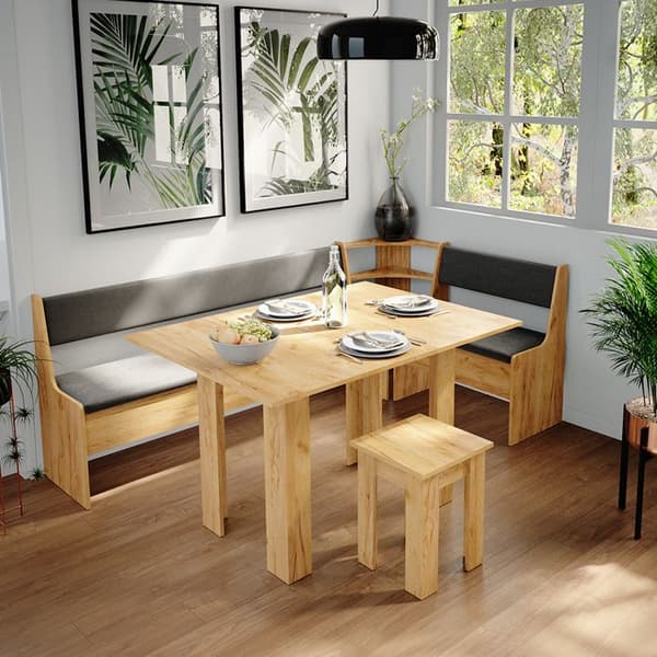 Vicco Roman hörnbänksgrupp, Gyllene ek, 210 x 41,5 cm med bord