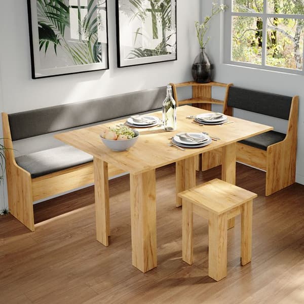 Vicco Roman hörnbänksgrupp, Gyllene ek, 210 x 41,5 cm med bord