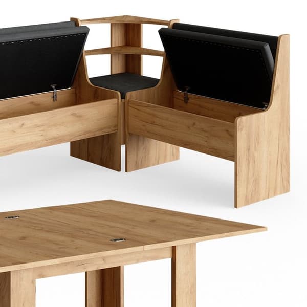 Vicco Roman hörnbänksgrupp, Gyllene ek, 210 x 41,5 cm med bord