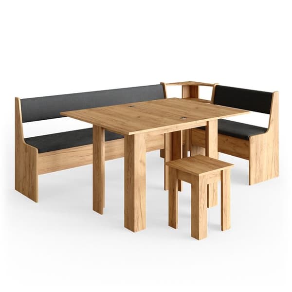 Vicco Roman hörnbänksgrupp, Gyllene ek, 210 x 41,5 cm med bord