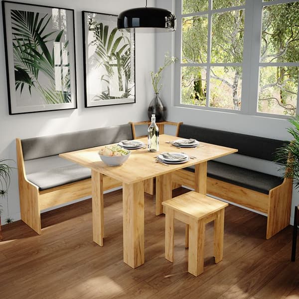 Vicco Roman hörnbänksgrupp, Gyllene ek, 180 x 41,5 cm med bord