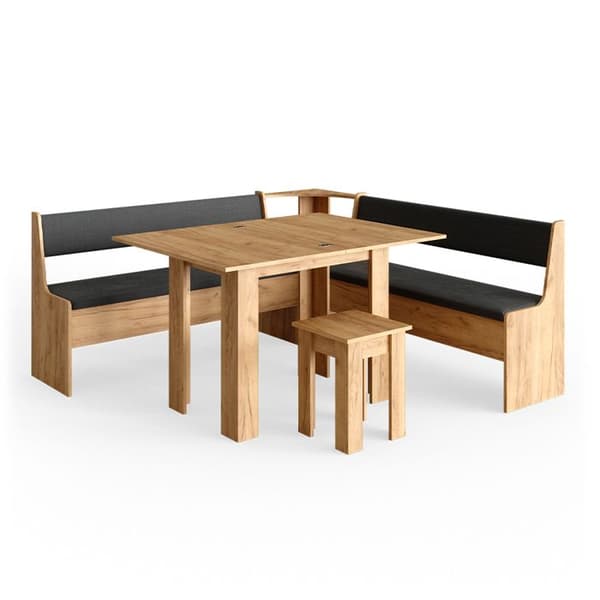 Vicco Roman hörnbänksgrupp, Gyllene ek, 180 x 41,5 cm med bord