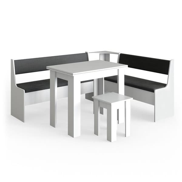 Vicco Roman hörnbänksgrupp, Vit, 180 x 41,5 cm med bord