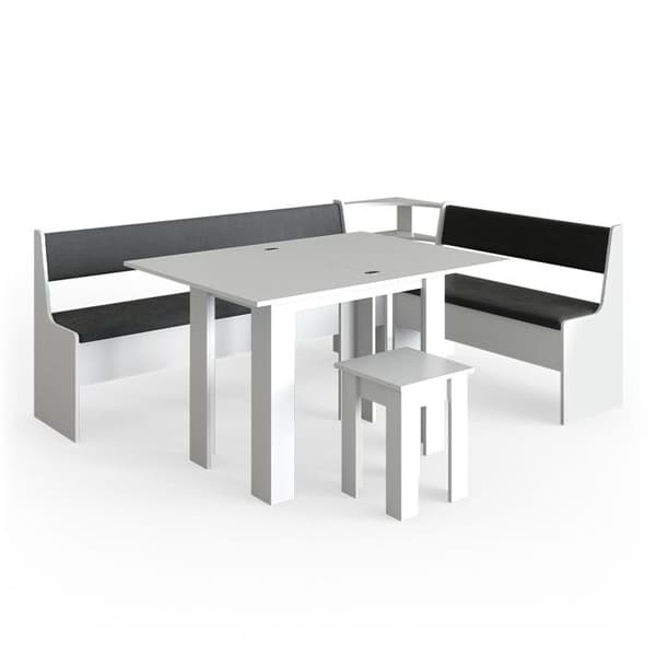 Vicco Roman hörnbänksgrupp, Vit, 210 x 41,5 cm med bord