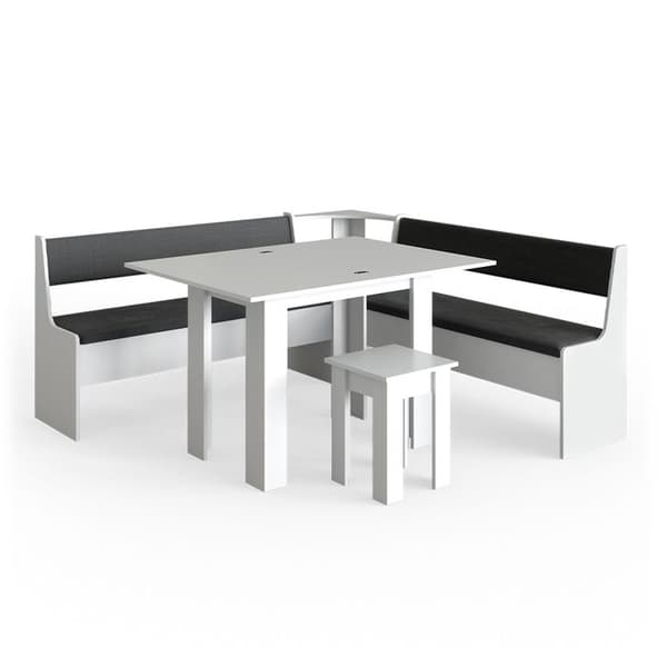 Vicco Roman hörnbänksgrupp, Vit, 180 x 41,5 cm med bord