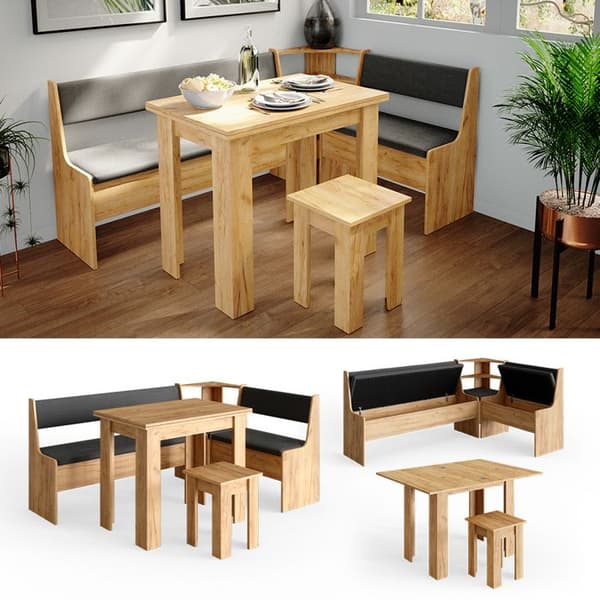 Vicco Roman hörnbänksgrupp, Gyllene ek, 180 x 41,5 cm med bord