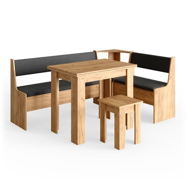 Vicco Roman hörnbänksgrupp, Gyllene ek, 180 x 41,5 cm med bord