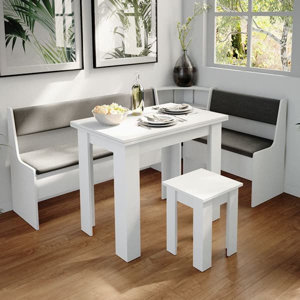 Vicco Roman hörnbänksgrupp, Vit, 180 x 41,5 cm med bord