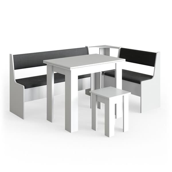 Vicco Roman hörnbänksgrupp, Vit, 180 x 41,5 cm med bord