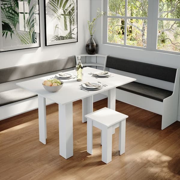 Vicco Roman hörnbänksgrupp, Vit, 210 x 41,5 cm med bord