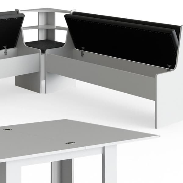 Vicco Roman hörnbänksgrupp, Vit, 210 x 41,5 cm med bord