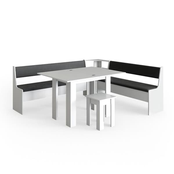 Vicco Roman hörnbänksgrupp, Vit, 210 x 41,5 cm med bord