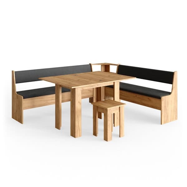 Vicco Roman hörnbänksgrupp, Gyllene ek, 210 x 41,5 cm med bord