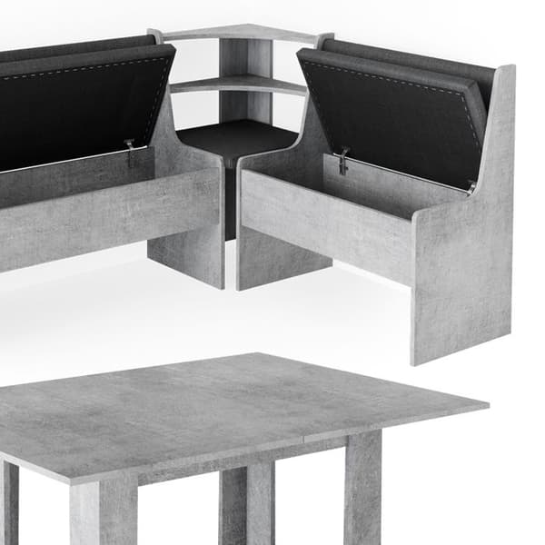 Vicco Roman hörnbänksgrupp, Betong, 150 x 41,5 cm med bord