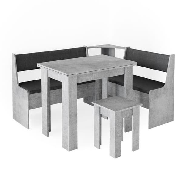 Vicco Roman hörnbänksgrupp, Betong, 150 x 41,5 cm med bord